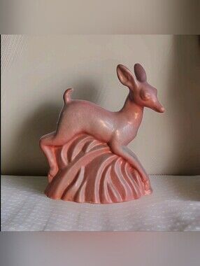 Vintage Niloak Pottery Dusty Rose Jumping Deer Planter